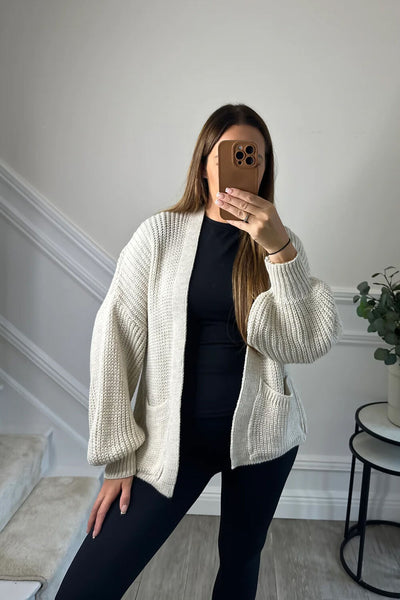 SHORT BALLOON SLEEVE CARDIGAN