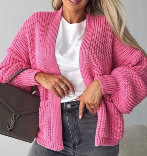 SHORT BALLOON SLEEVE CARDIGAN