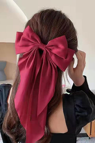 Oversized Satin Hair Bow Clip