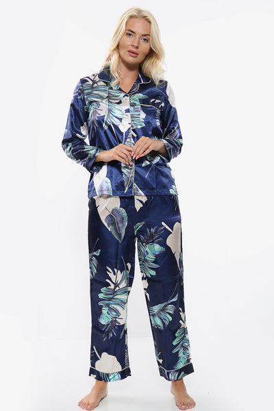 Tropical Print Satin PJ Set