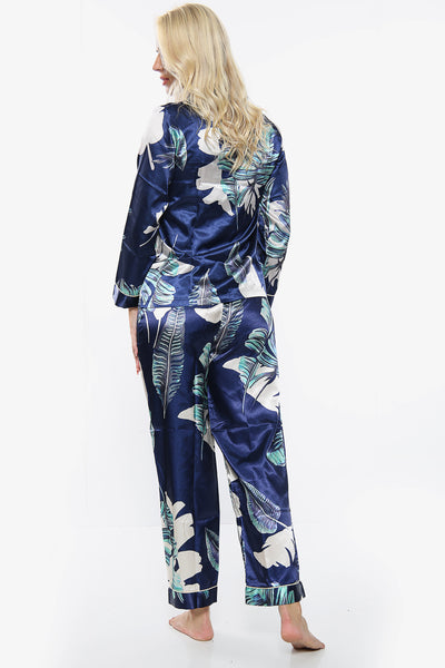 Tropical Print Satin PJ Set