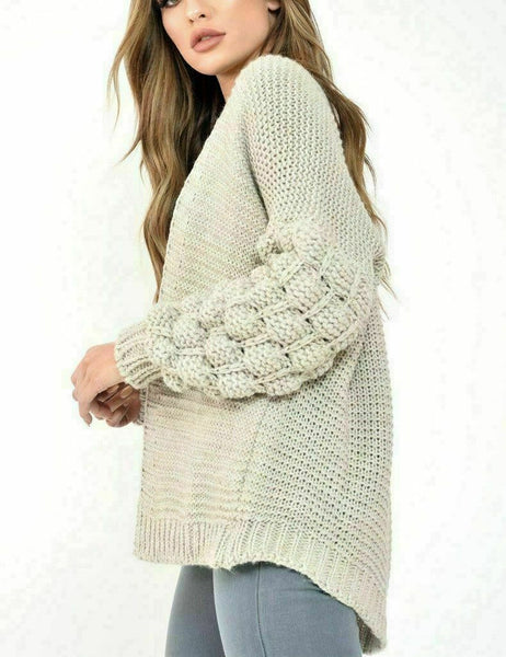 Bubble Bobble Sleeve Knitted Cardigan