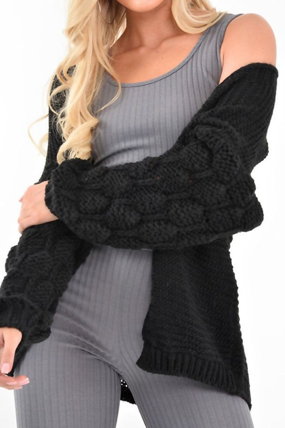 Bubble Bobble Sleeve Knitted Cardigan