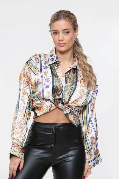 Paisley Print Satin Shirt