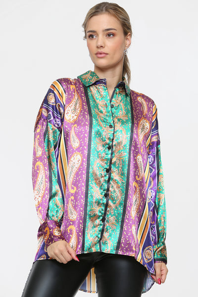 Paisley Print Satin Shirt