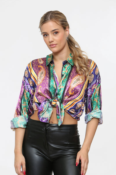 Paisley Print Satin Shirt