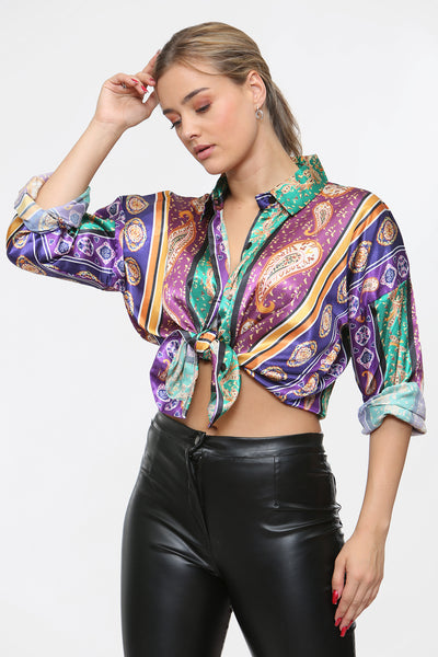 Paisley Print Satin Shirt