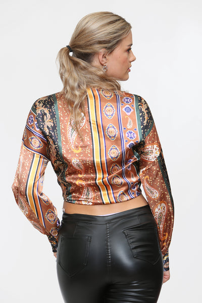 Paisley Print Satin Shirt