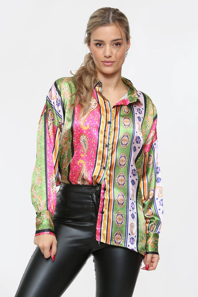 Paisley Print Satin Shirt