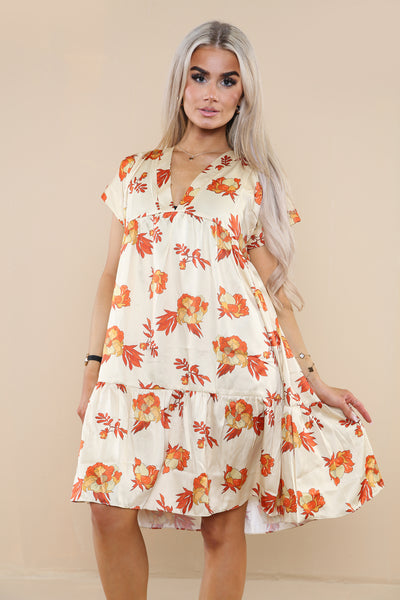 V NECK FLORAL SMOCK DRESS (Pack of 4)