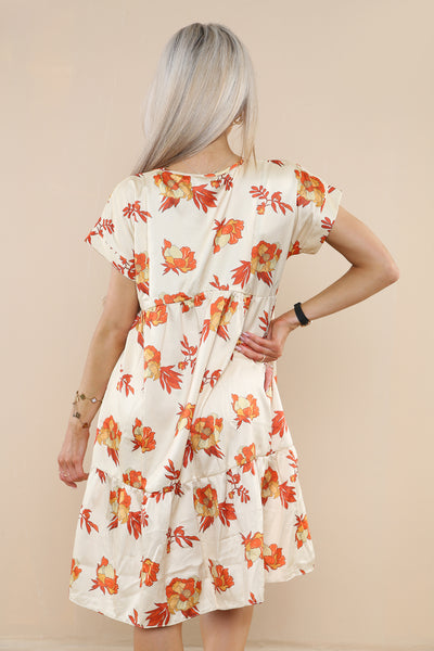 V NECK FLORAL SMOCK DRESS (Pack of 4)