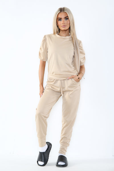 Ruche Arm Jogger Two Piece Loungewear Set