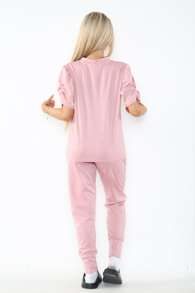 Ruche Arm Jogger Two Piece Loungewear Set