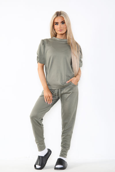 Ruche Arm Jogger Two Piece Loungewear Set