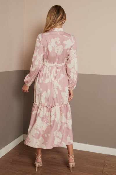 Frill Button Detail Tie Up Midi Dress