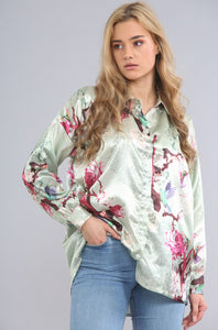 Floral Print Satin Shirt