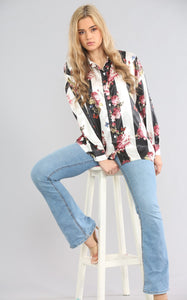 Stripe Print Satin Shirt