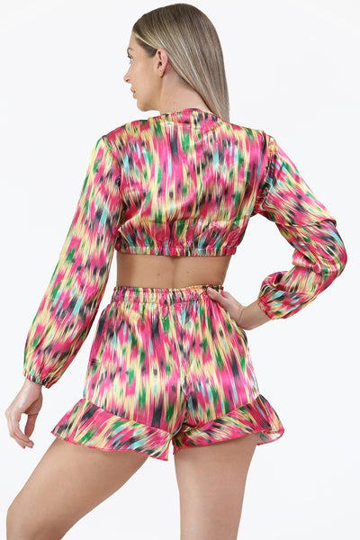 Multi Tie Front Shorts Co Ord