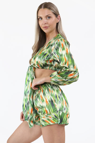 Multi Tie Front Shorts Co Ord