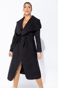 Oversized Belted Waterfall Coat