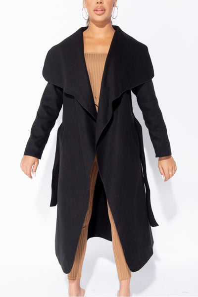 Oversized Belted Waterfall Coat