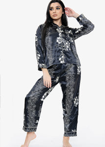 Floral Print Satin PJ Set