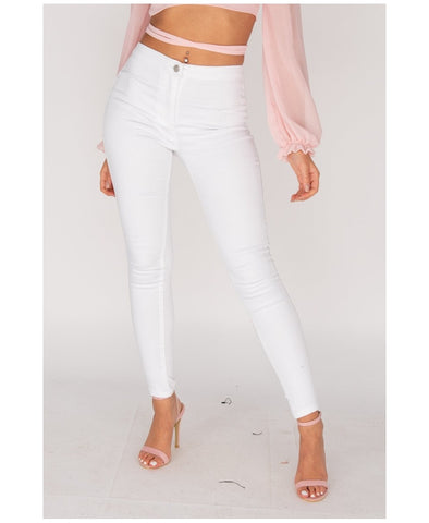 White High Waisted Skinny Jegging