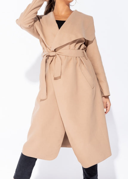 Oversized Belted Waterfall Coat
