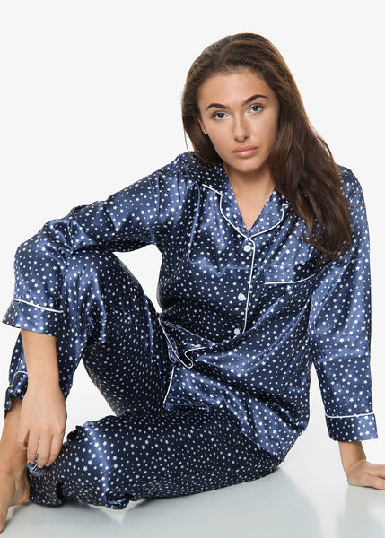 Star Print Satin PJ Set