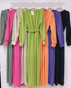 PLEATED BUCKLE BELTED JUMPSUIT